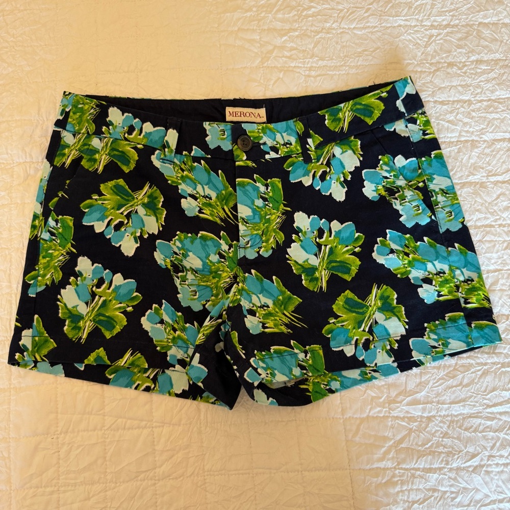 Merona Women's Blue Green Floral Shorts
